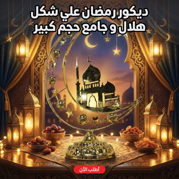ديكور رمضان علي شكل هلال و جامع حجم كبير